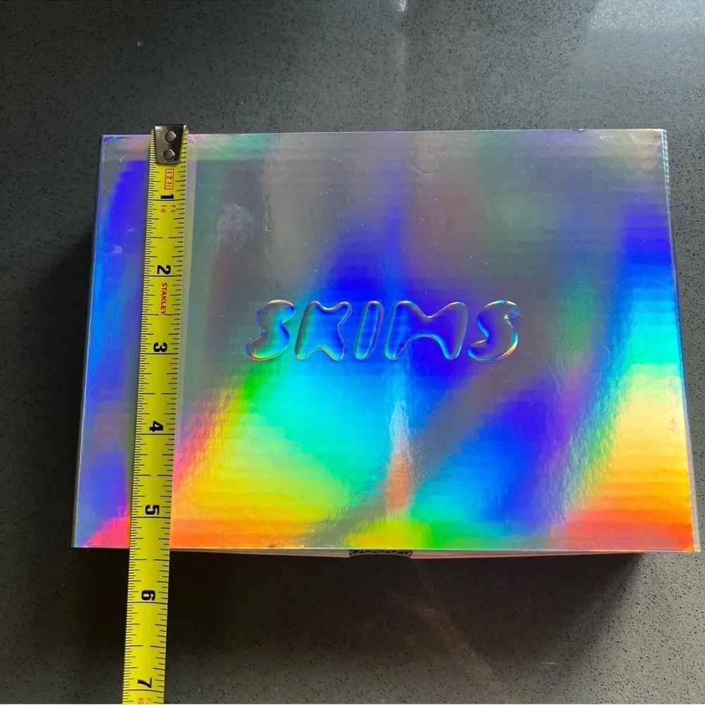 SKIMS Silver Iridescent Square Gift Storage Box Reusable Organizer luxe Jewelry